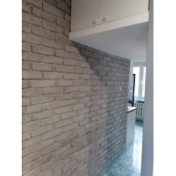 Płytki gipsowe w kolorze: Grafitowy mglisty ułożone w przedpokoju. Styl loft od Petraart.