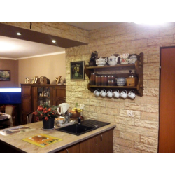 Hamada, kolor: Cień czekolady ułożenie na ścianie w kuchni.