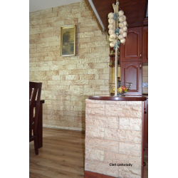 Kamień dekoracyjny Hamada kolor cień czekolady, ściana w kuchni.