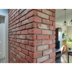 Cegła dekoracyjna czeladzka retro. Widok narożników ceglanych.