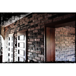 Ciemna cegła w przedpokoju na ścianie