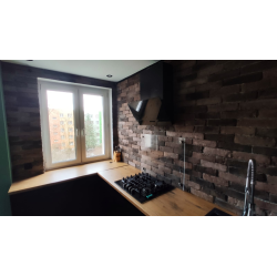 Płytki ozdobne ceglane w kuchni dwubarwne